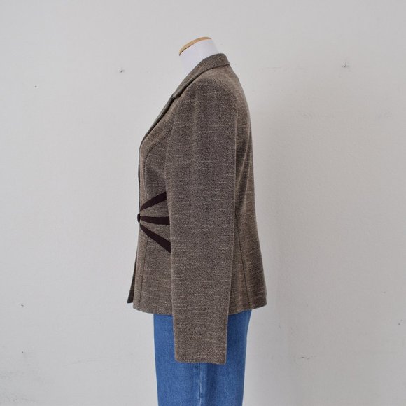 Vintage 90s Tweed Brown Jacket size 12 - Picture 4 of 10